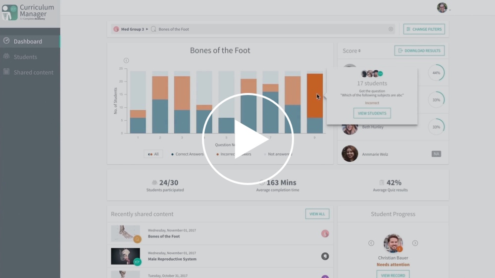 curriculum manager dashboard